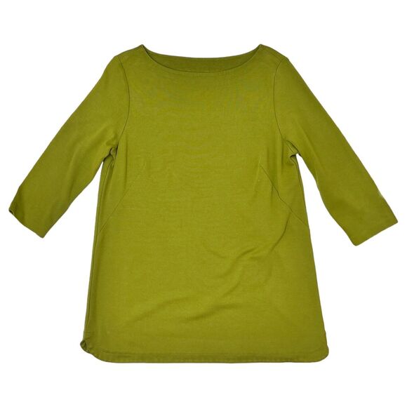 J Jill Tunic Top Women’s Large Green 3/4 Sleeve Boat Neck Shirt Ponte Stretch - Picture 5 of 10